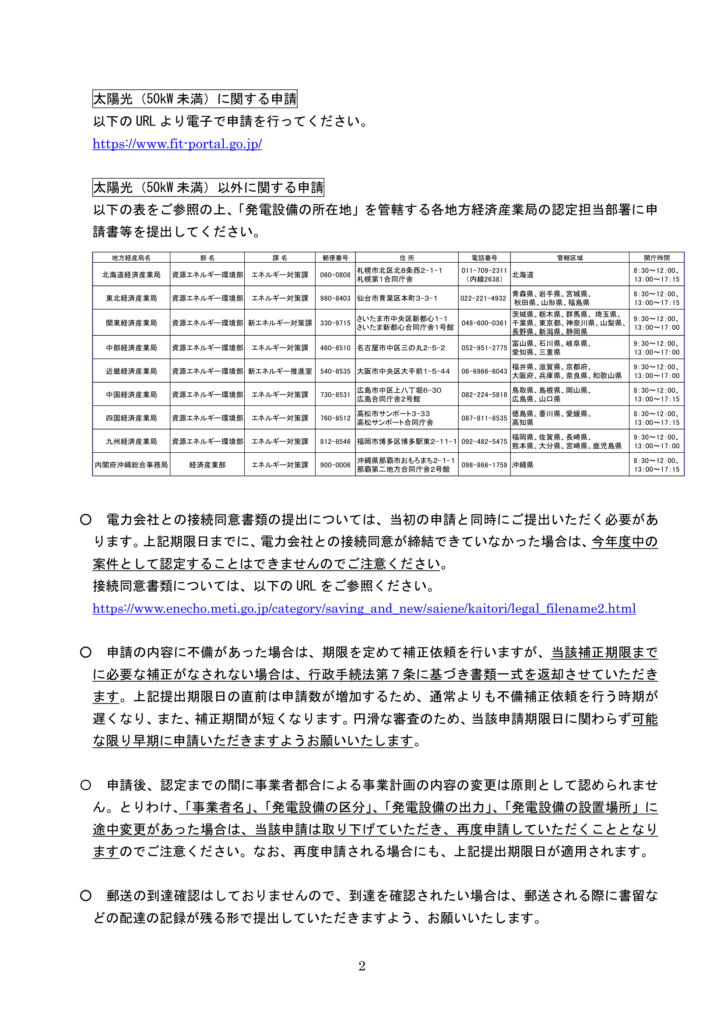 2019年度中のFIT認定の申請にかかる期限日について(資源エネルギー庁)-2